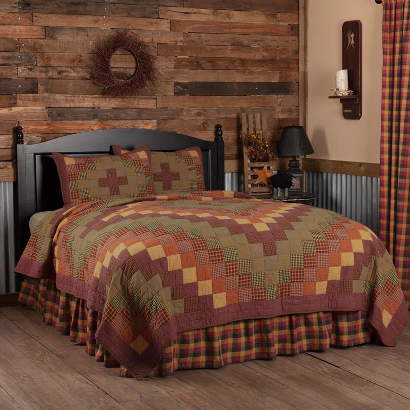 Roosevelt King Quilt Set - Burgundy/Mustard