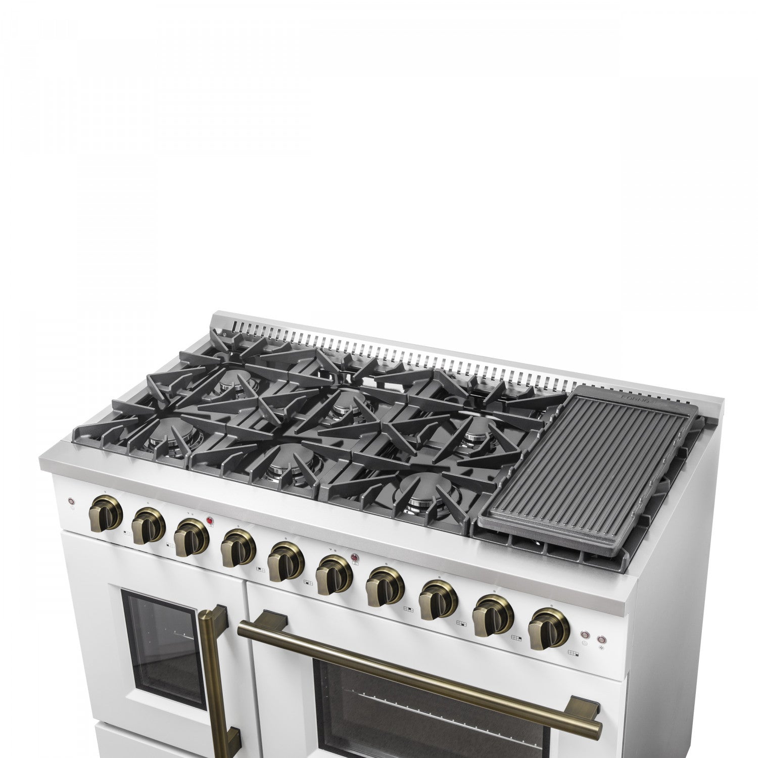 Forno Galiano 48" White Freestanding Double Oven Gas Range (6.58 Cu. Ft.) - FFSGS6444-48WHT
