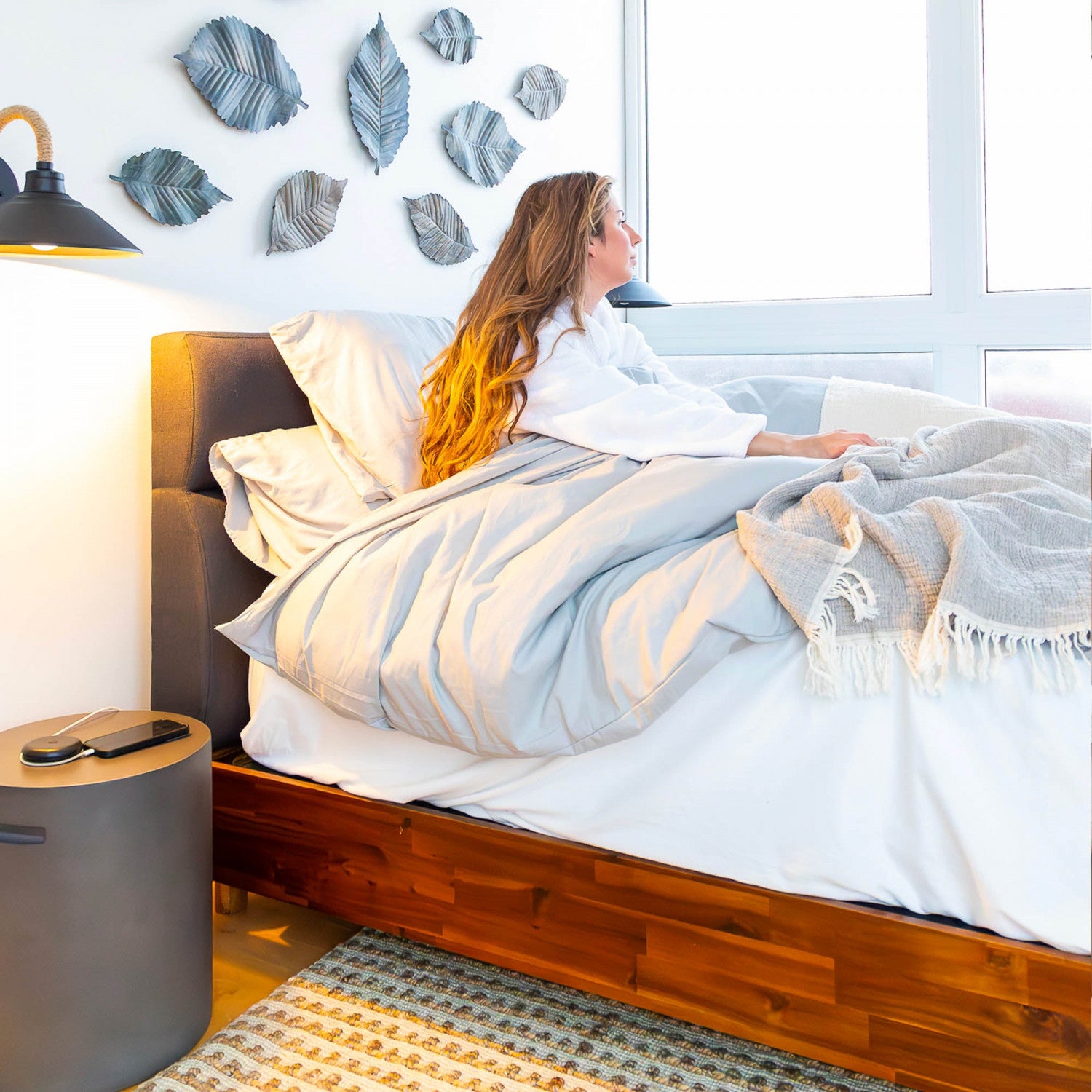 Gavrin Round Side Table With Handle - Dark Grey