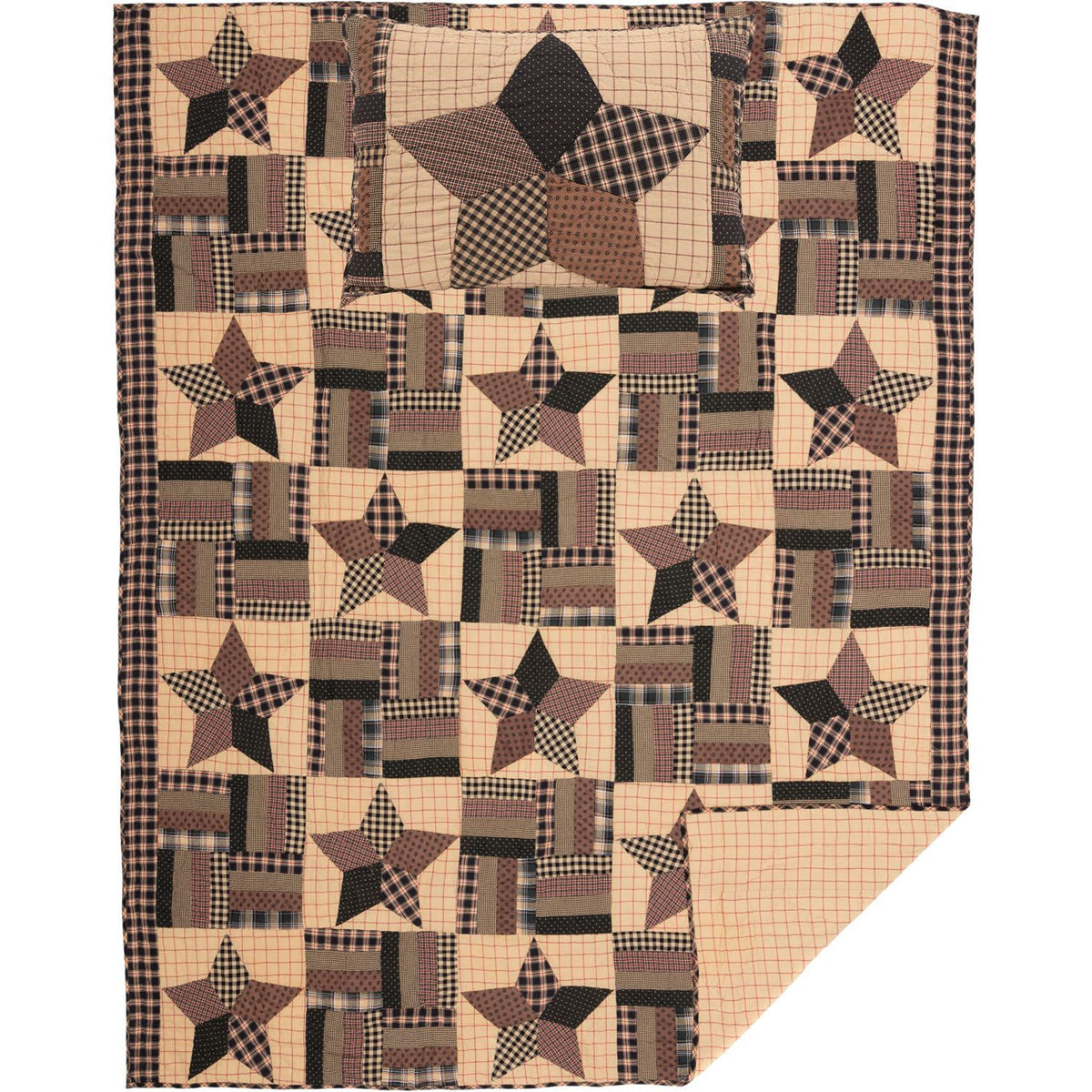 Malta Twin Quilt Set - Khaki/Barn Red