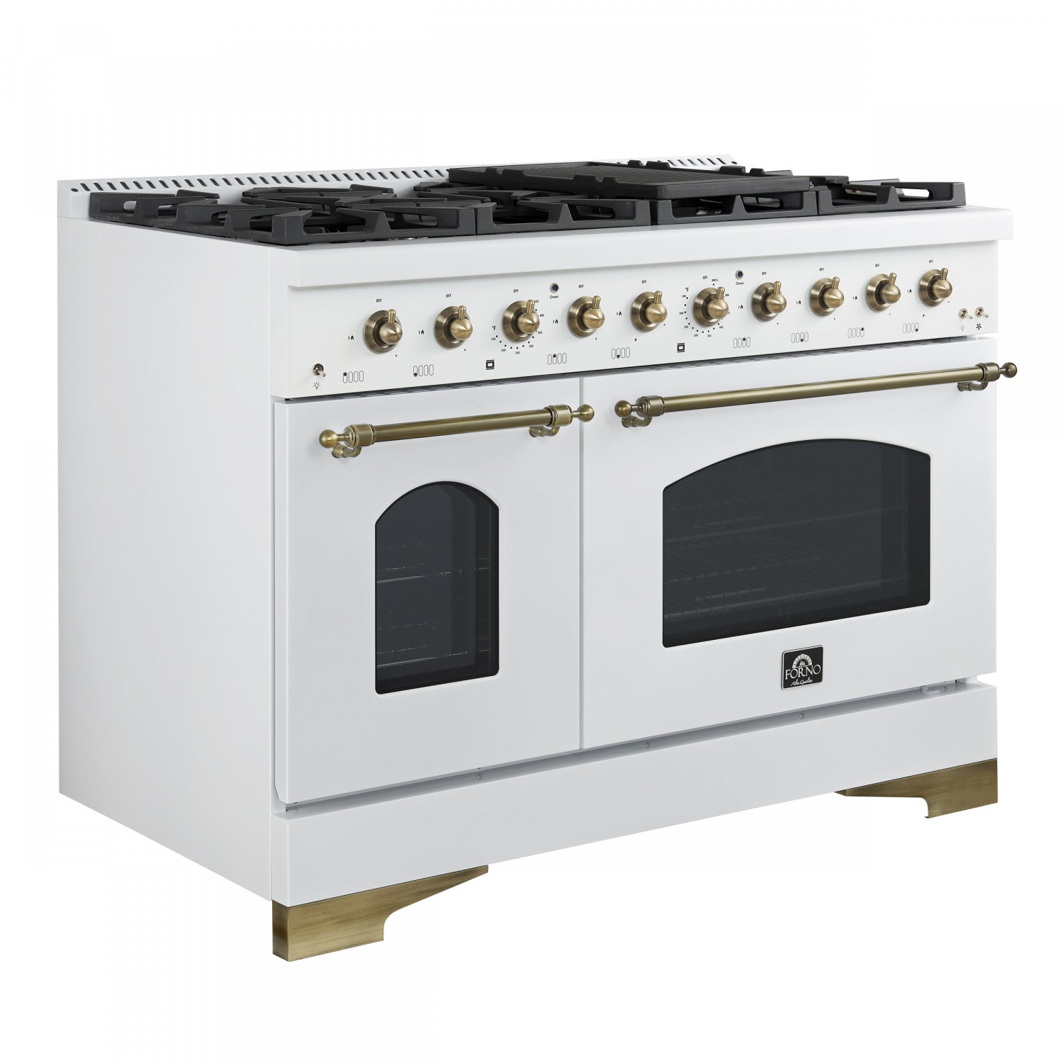 Forno Antico 48" White Freestanding Double Oven Gas Range (5.5 Cu. Ft.) - FFSGS6219-48WHT