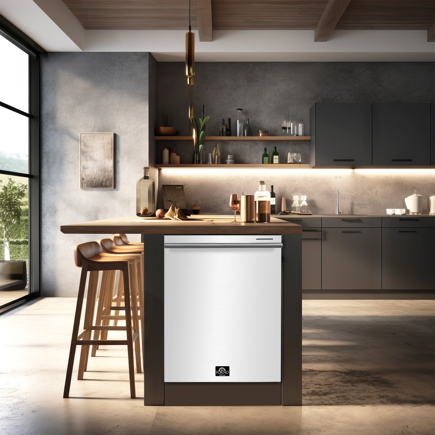 Forno Premium White Kitchen Package with Range, Bottom Freezer Refrigerator and Dishwasher - FBDL-007-03CA