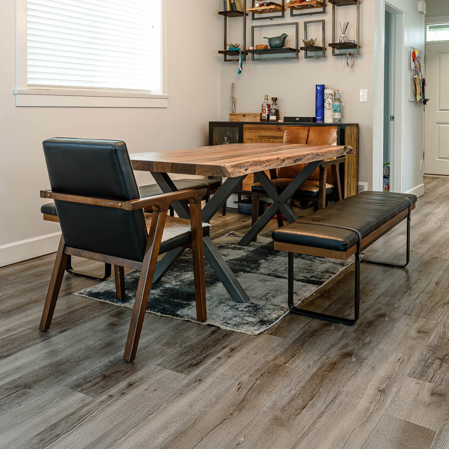 Haldra Upholstered Bench - Black/Brown