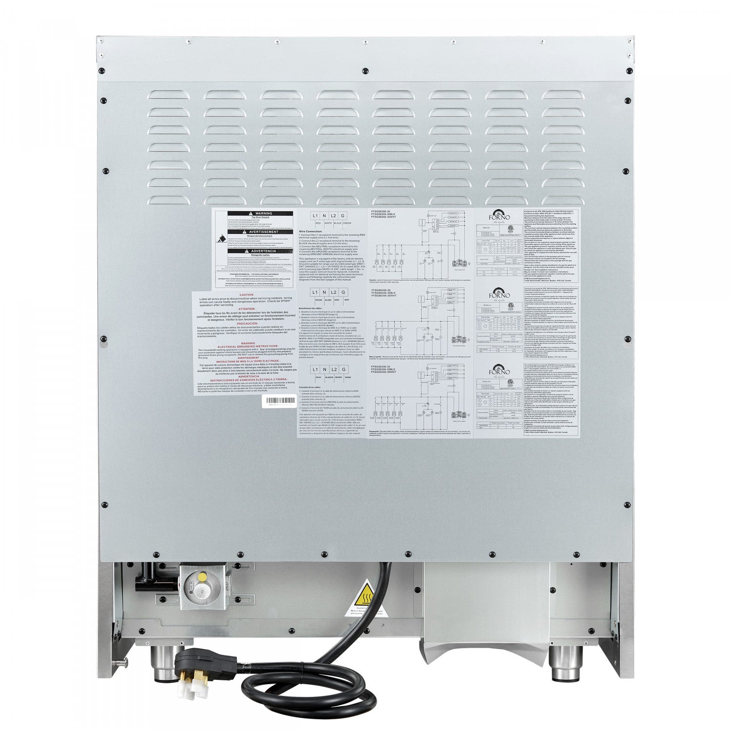 Forno Galiano 30" Black French Door Dual Fuel Range with True Convection (4.32 Cu. Ft.) - FFSGS6356-30BLK