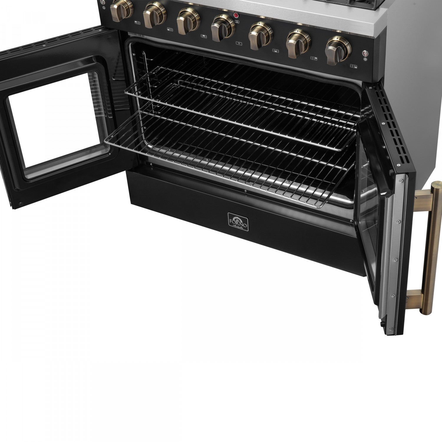 Forno Galiano 36" Black French Door Freestanding Gas Range (5.36 Cu. Ft.) - FFSGS6444-36BLK