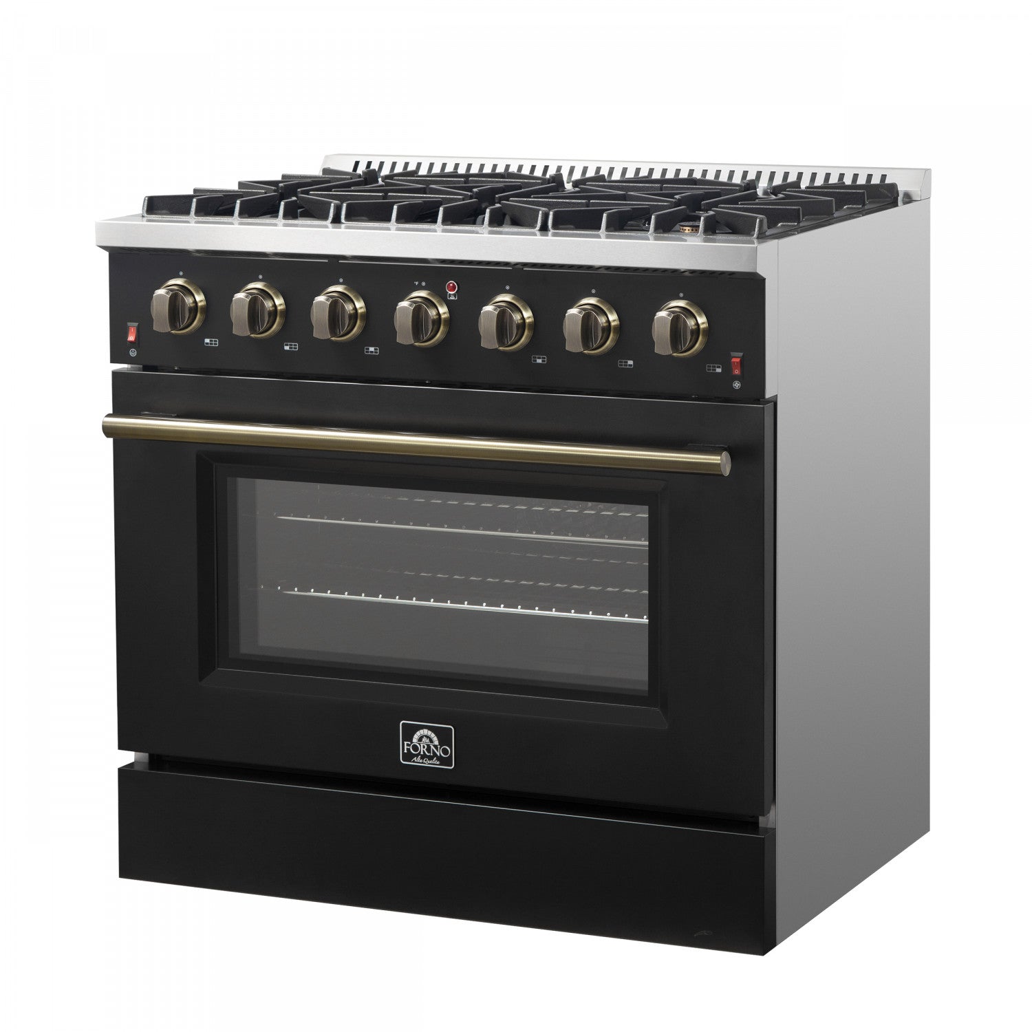 Forno Galiano 36" Black Freestanding Gas Range (5.36 Cu. Ft.) - FFSGS6244-36BLK