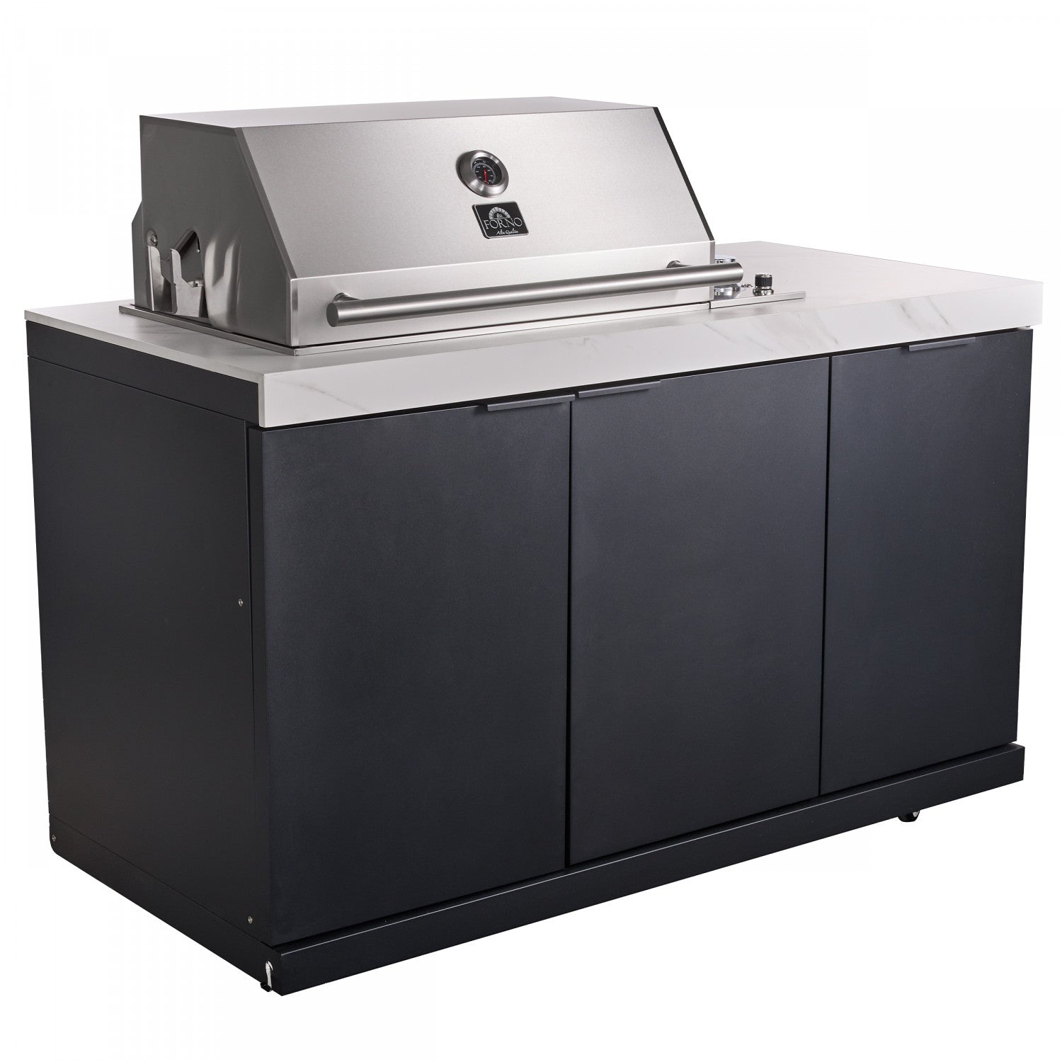 Forno Rimini White Countertop Outdoor Kitchen with 30" 62,600 BTU BBQ and 2 Beverage Centres (4.8 Cu. Ft.) - FODKT2575WHT