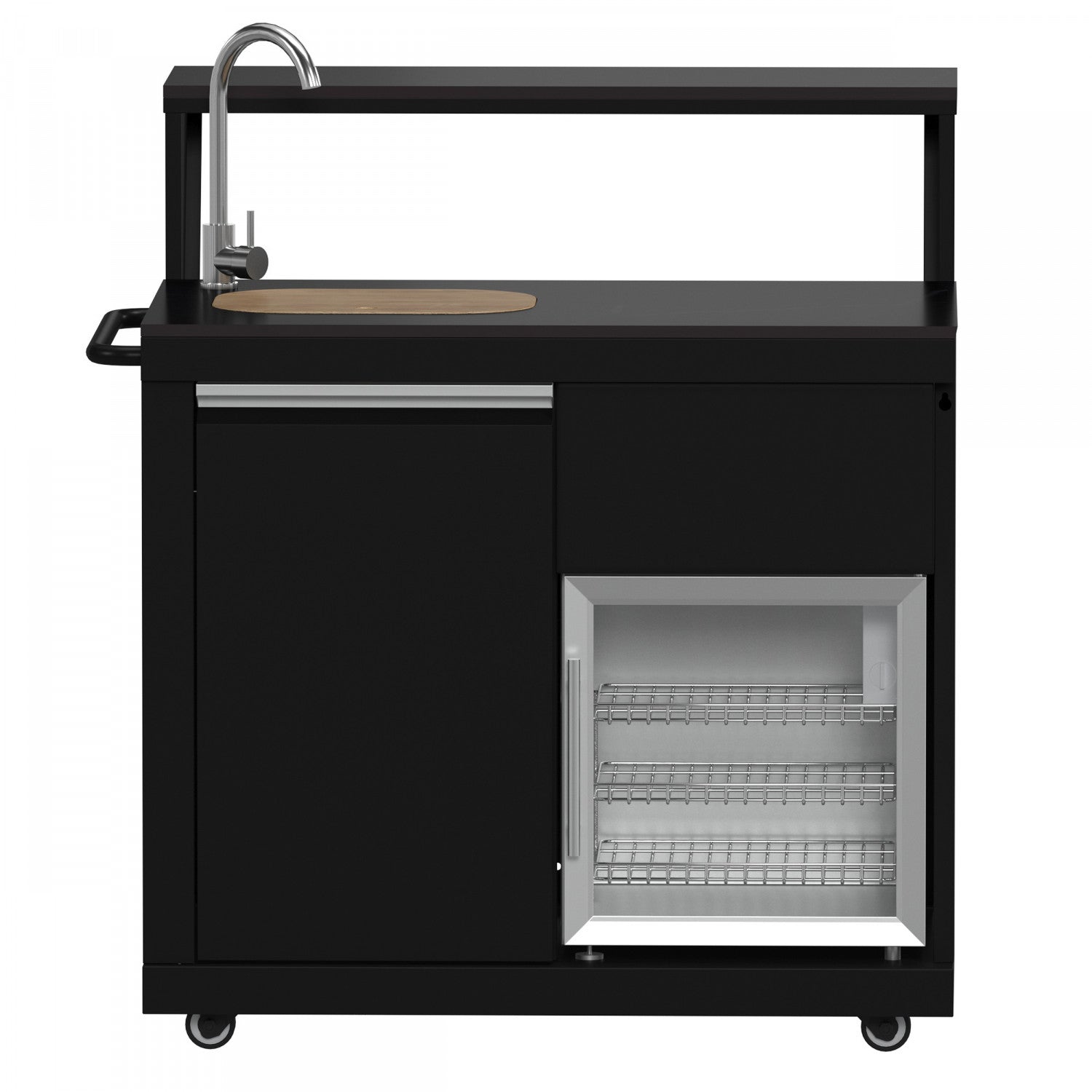 Forno All'Aperto Black Countertop Outdoor Kitchen with 62,600 BTU BBQ and Beverage Centre - FODKT2582BLK