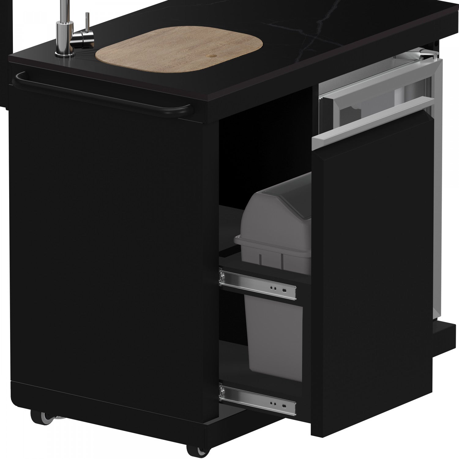 Forno All'Aperto Black Countertop Outdoor Kitchen with 74,600 BTU BBQ, Pizza Oven and Bar Module - FODKT2551BLK