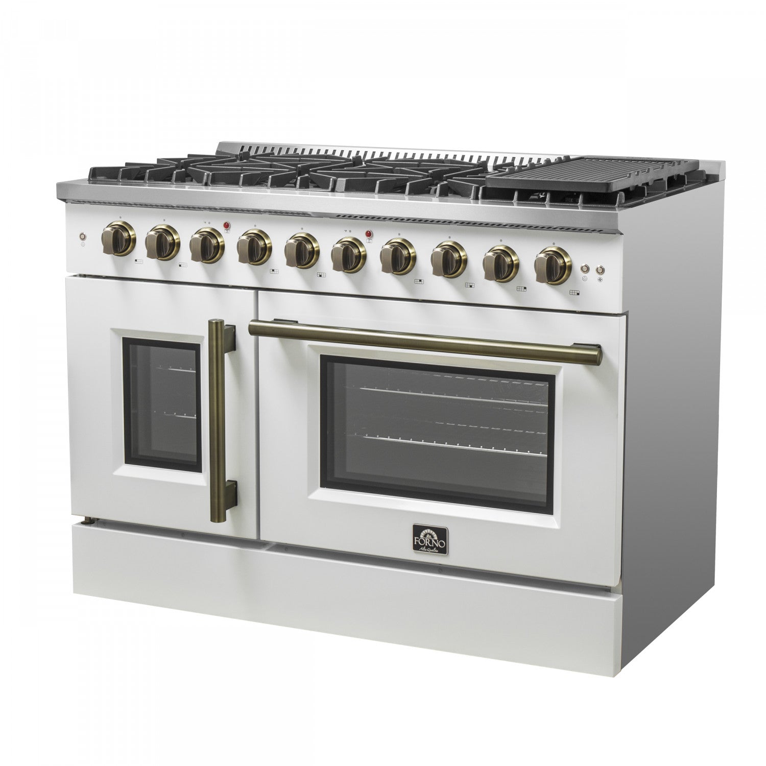 Forno Galiano 48" White Freestanding Double Oven Gas Range (6.58 Cu. Ft.) - FFSGS6444-48WHT