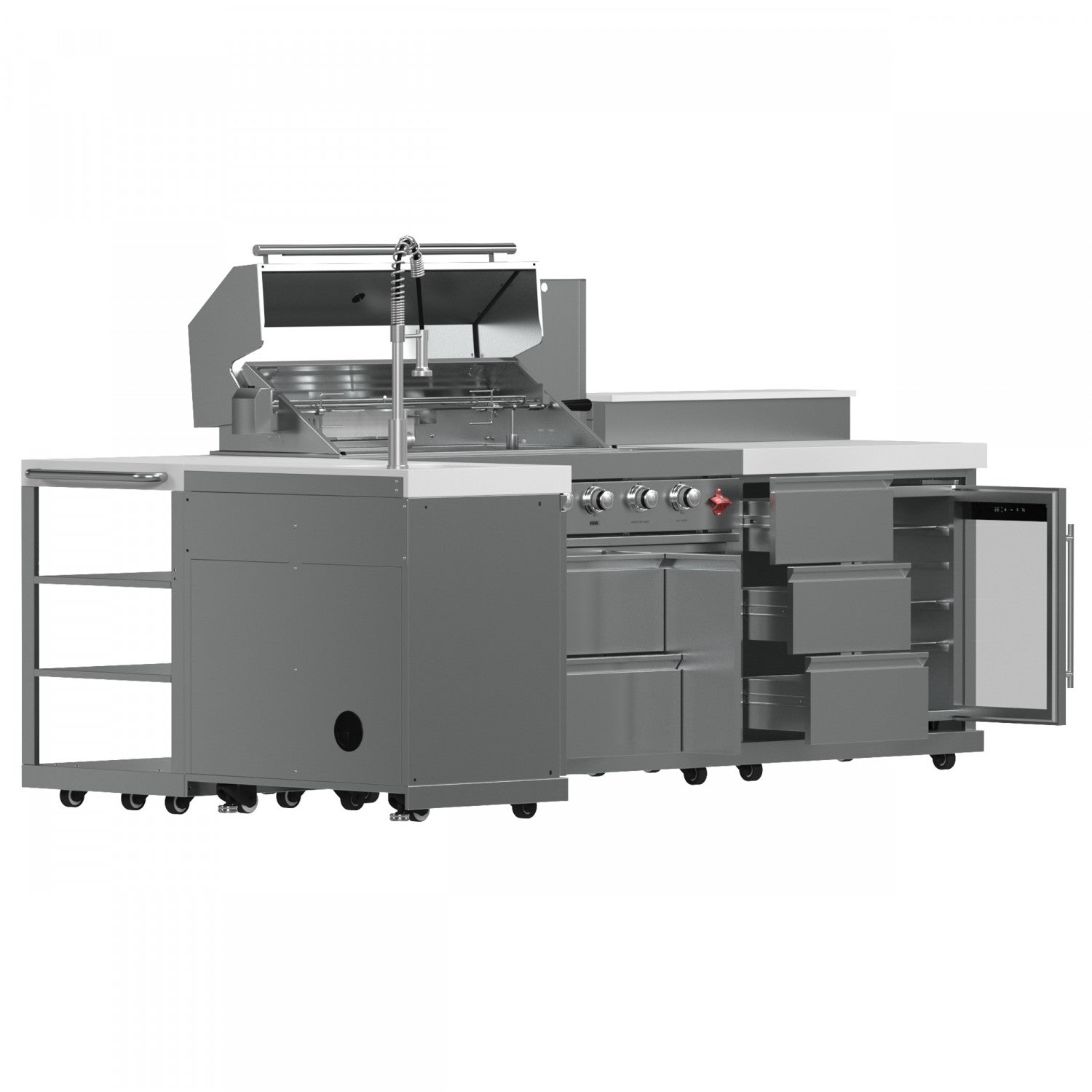 Forno Bulnes White Countertop Outdoor Kitchen with 40" 84,000 BTU BBQ and Beverage Centre - FODKT2520WHT