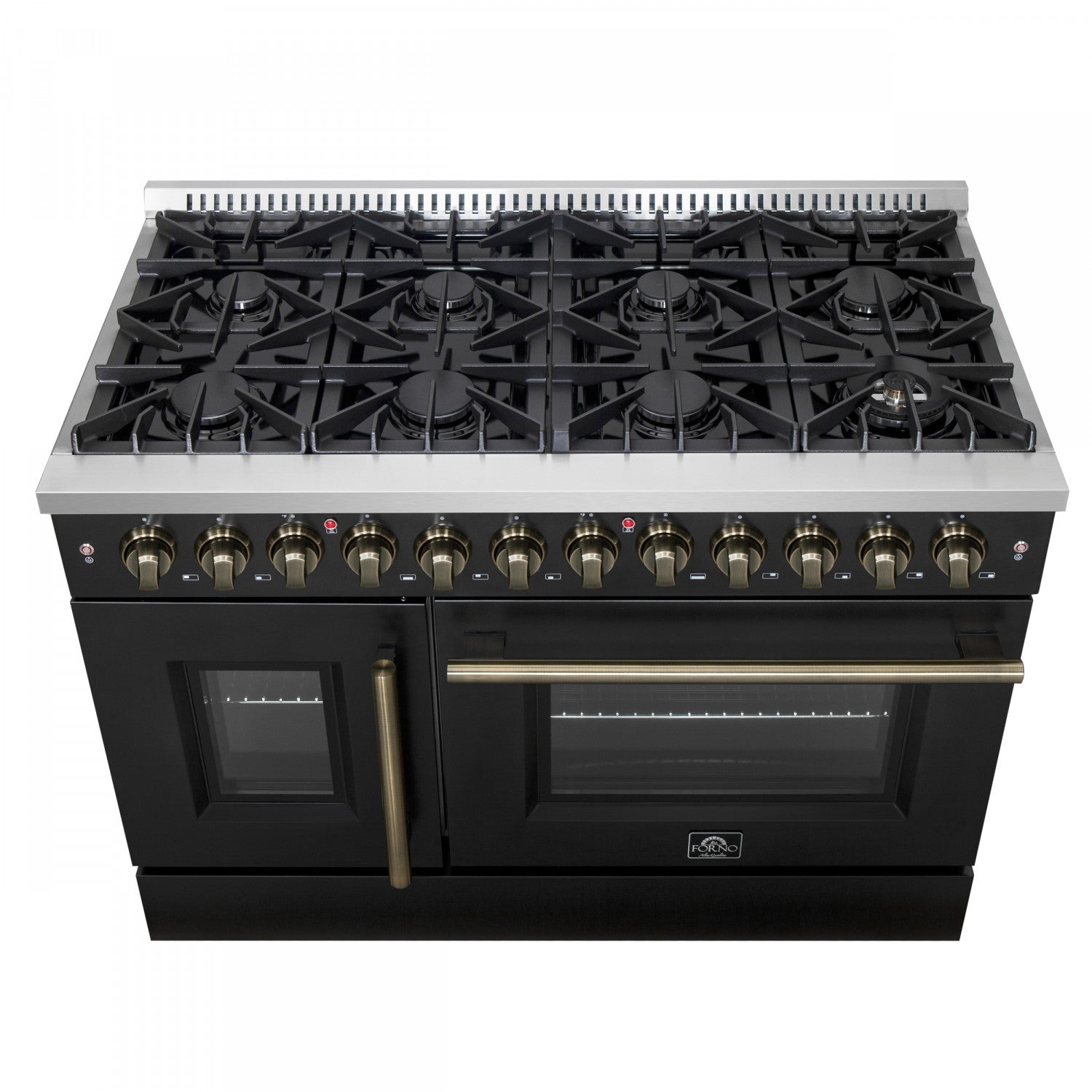 Forno Galiano 48" Black Freestanding Dual Fuel Double Oven Range with True Convection (6.58 Cu. Ft.) - FFSGS6356-48BLK