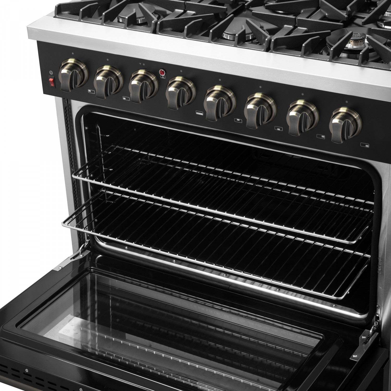 Forno Galiano 36" Black Dual Fuel Range with True Convection (5.36 Cu. Ft.) - FFSGS6156-36BLK