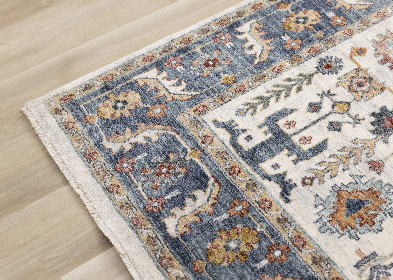 Macie Traditional Border Area Rug - 8' X 11' - Cream/Blue