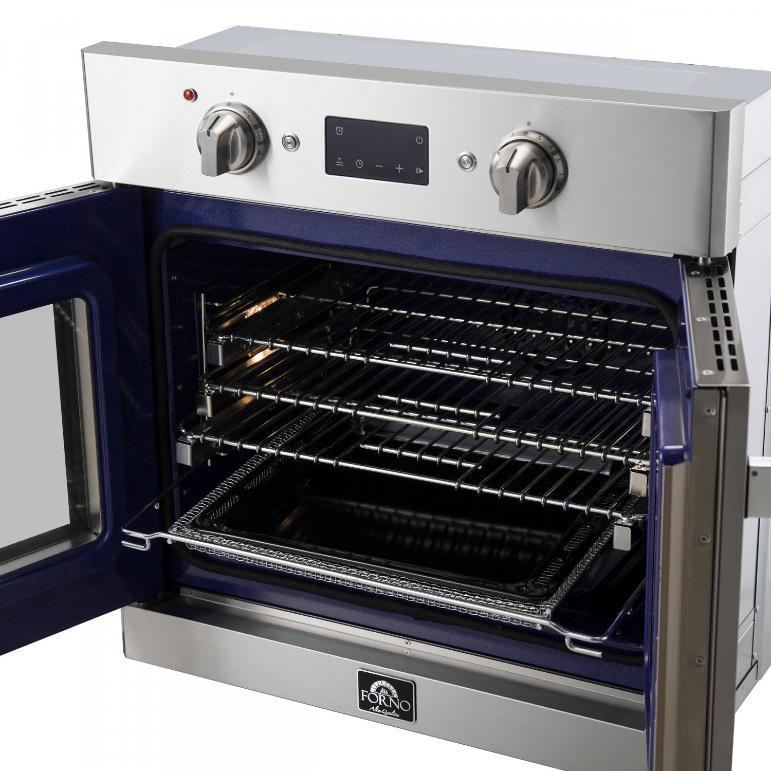 Forno Gallico Stainless Steel 30" French Door Electric Wall Oven with True Convection and Air Fry (3.68 Cu. Ft.) - FBOEL1371-30