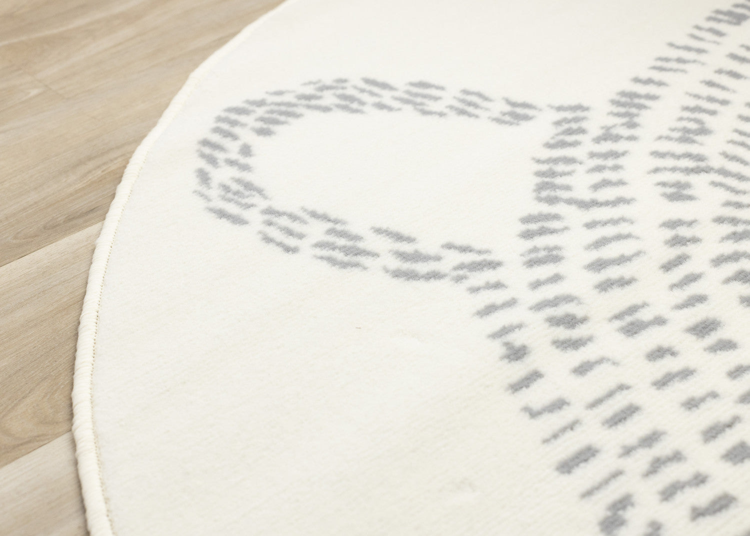 Kids Teddy Bear Area Rug - 5ft Round - Cream/Grey