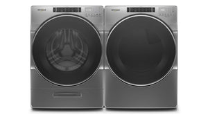 Whirlpool Laveuse à chargement frontal 5,8 pi³ et sécheuse électrique 7,4 pi³ ombre chromée WFW8620HC/YWED8620HC