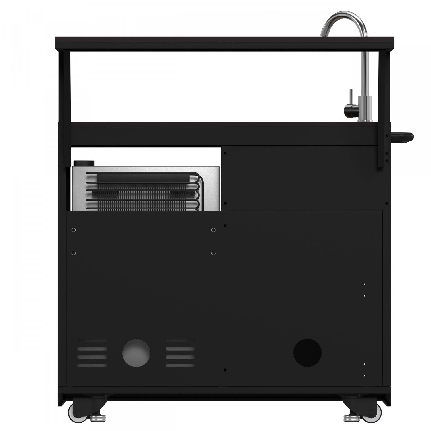 Forno All'Aperto Black Countertop Outdoor Kitchen with 74,600 BTU BBQ, Pizza Oven and Bar Module - FODKT2551BLK