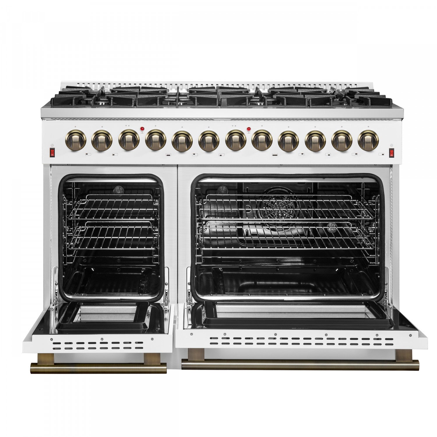 Forno Galiano 48" White Freestanding Dual Fuel Double Oven Range with True Convection (6.58 Cu. Ft.) - FFSGS6156-48WHT