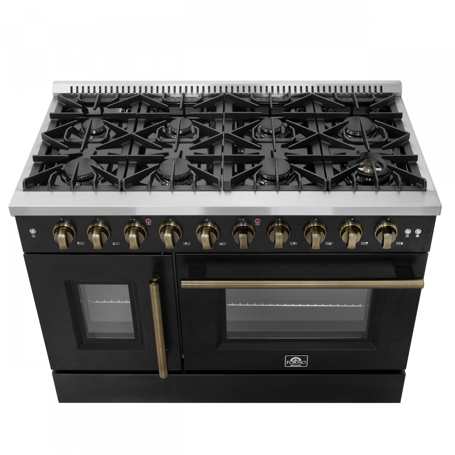 Forno Galiano 48" Black Freestanding Double Oven Gas Range (6.58 Cu. Ft.) - FFSGS6444-48BLK