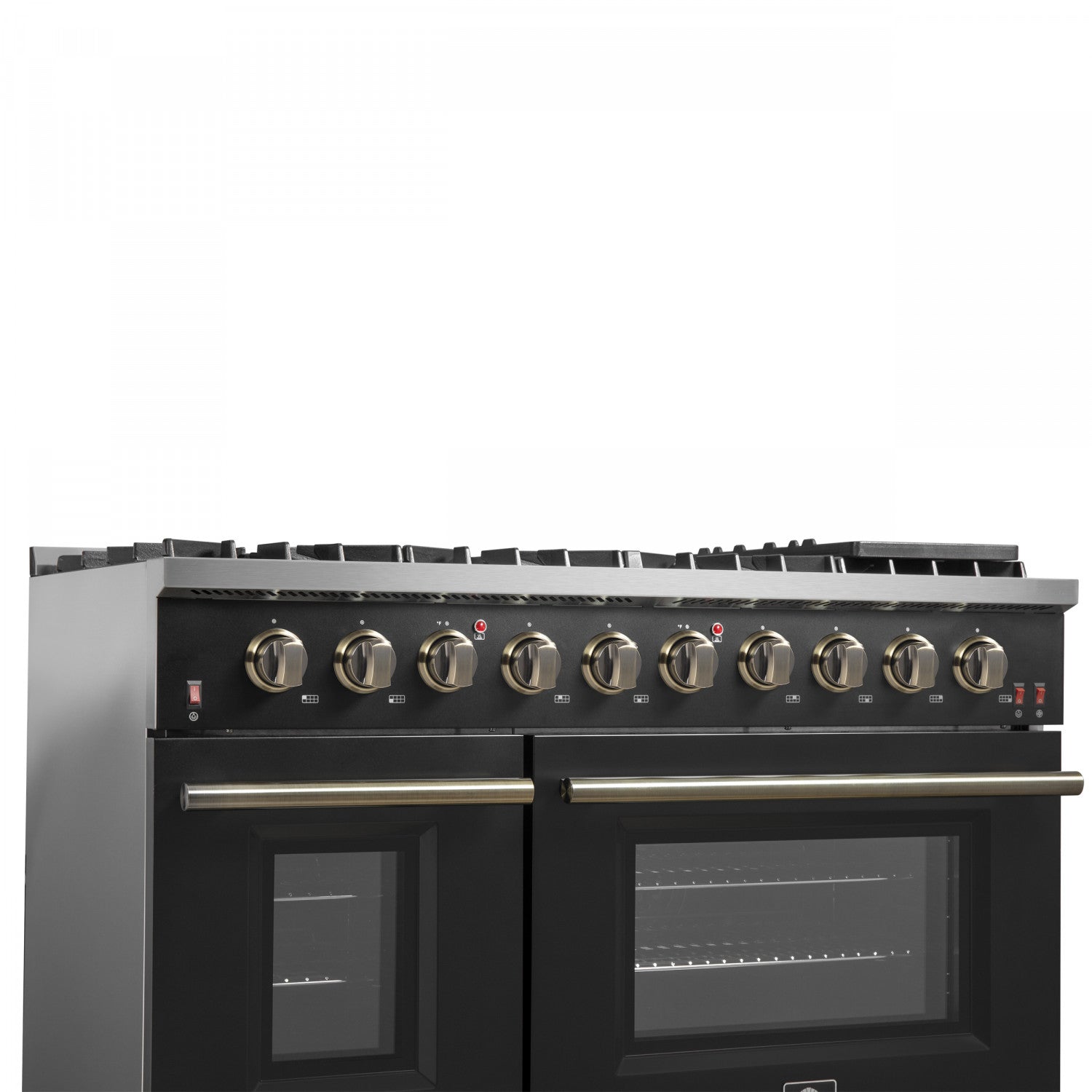 Forno Galiano 48" Black Freestanding Double Oven Gas Range (6.58 Cu. Ft.) - FFSGS6244-48BLK