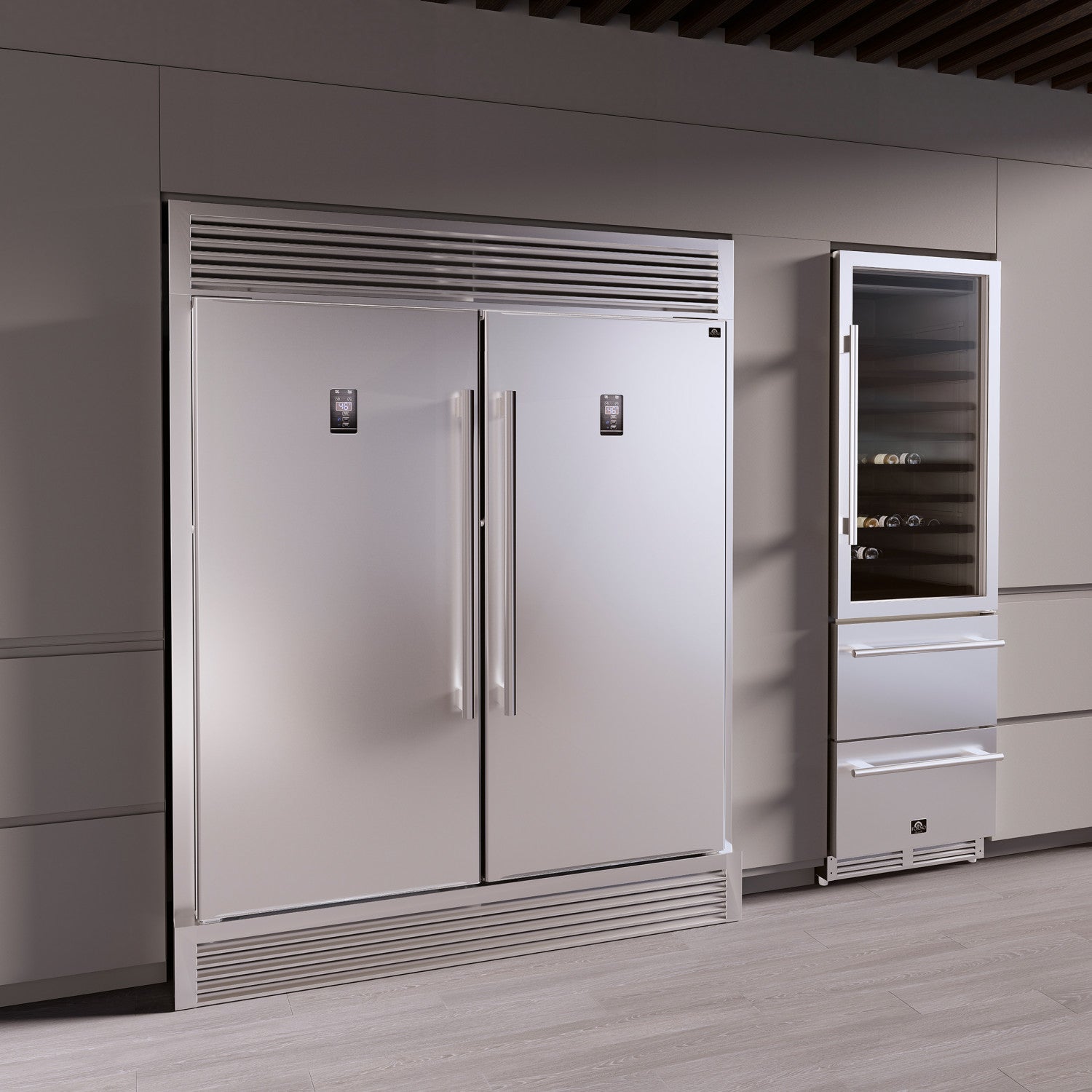 Forno Rizzuto 56" Stainless Steel 2-piece Convertible Refrigerator/Freezer (27.6 Cu. Ft.) - FFFFD1933-60S