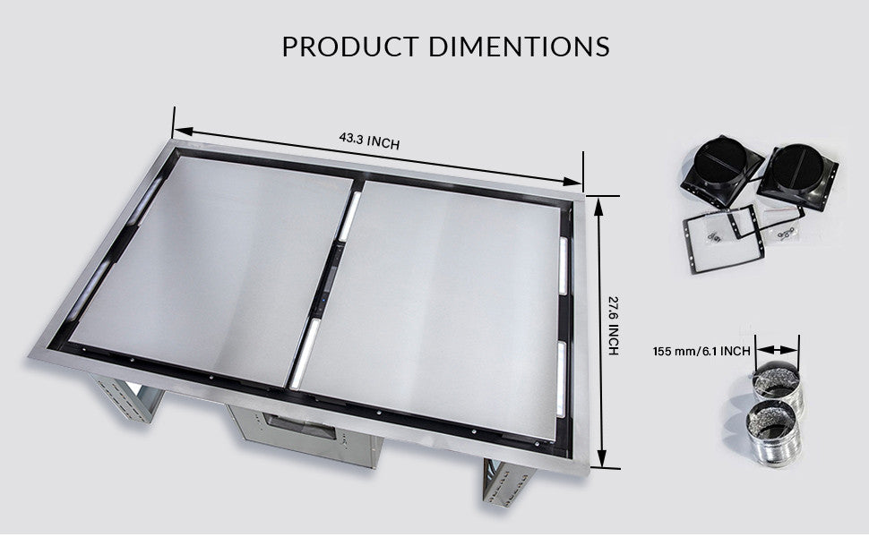 Forno Arezzo Stainless Steel 44" 1200 CFM Insert Range Hood - FRHRE5312-44