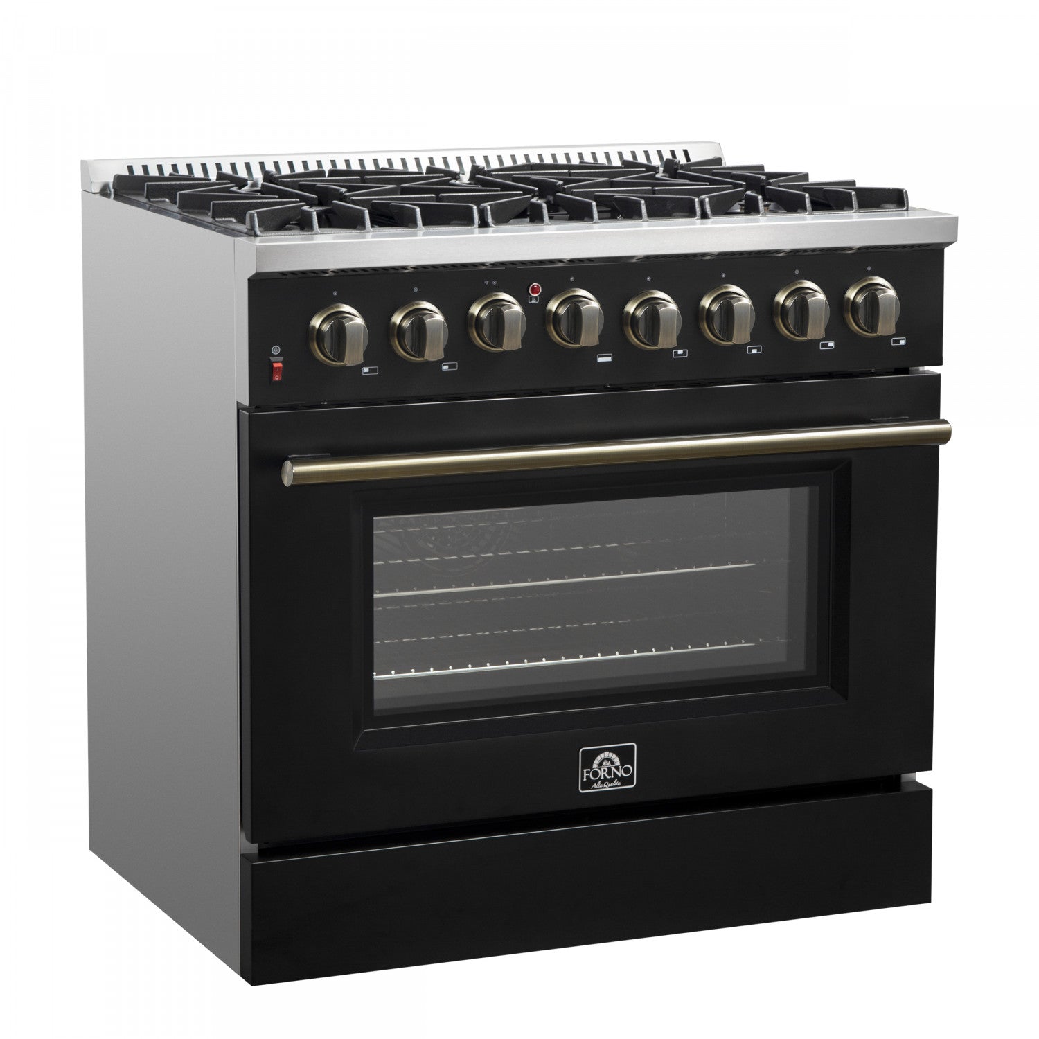 Forno Galiano 36" Black Dual Fuel Range with True Convection (5.36 Cu. Ft.) - FFSGS6156-36BLK