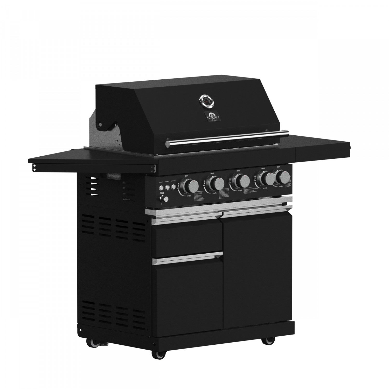 Forno All'Aperto Black Countertop Outdoor Kitchen with 62,600 BTU BBQ and Beverage Centre - FODKT2582BLK