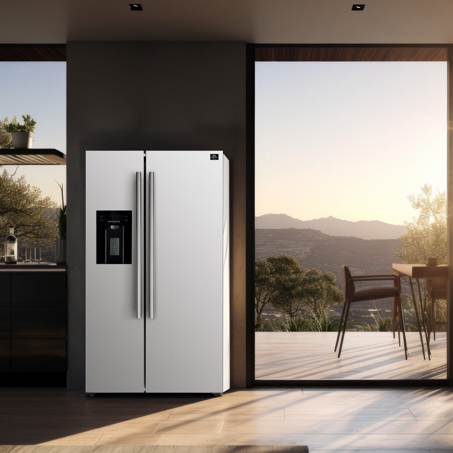 Forno Salerno 36" 20 Cu.Ft. White Side-by-Side Refrigerator with Ice & Water Dispenser - FFRBI1844-36WHT