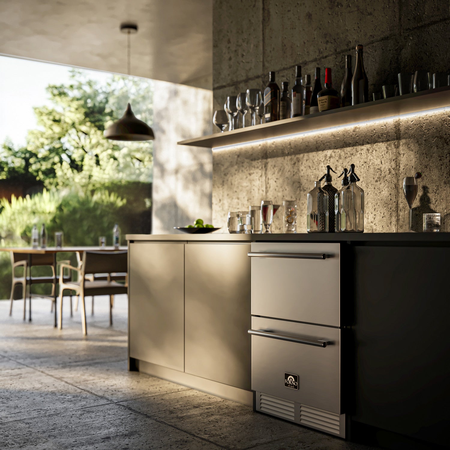 Forno Cosenza Stainless Steel 24" Built-in Undercounter Indoor/Outdoor Drawer Freezer with Ice Maker (4.69 Cu. Ft.) - FDRBI1838-24S