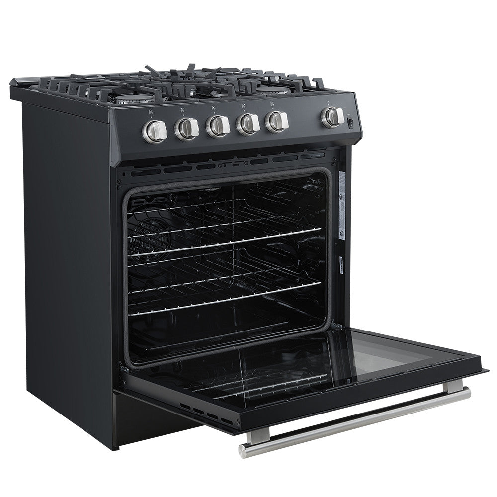 Forno Leonardo 30" Black Freestanding Gas Range (5.0 Cu. Ft.) - FFSGS1116-30BLK