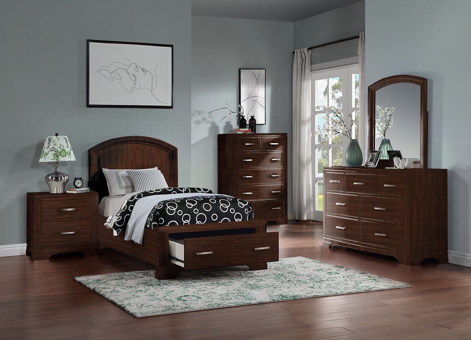 Arista 3-Piece Twin Storage Bed - Brown Cherry
