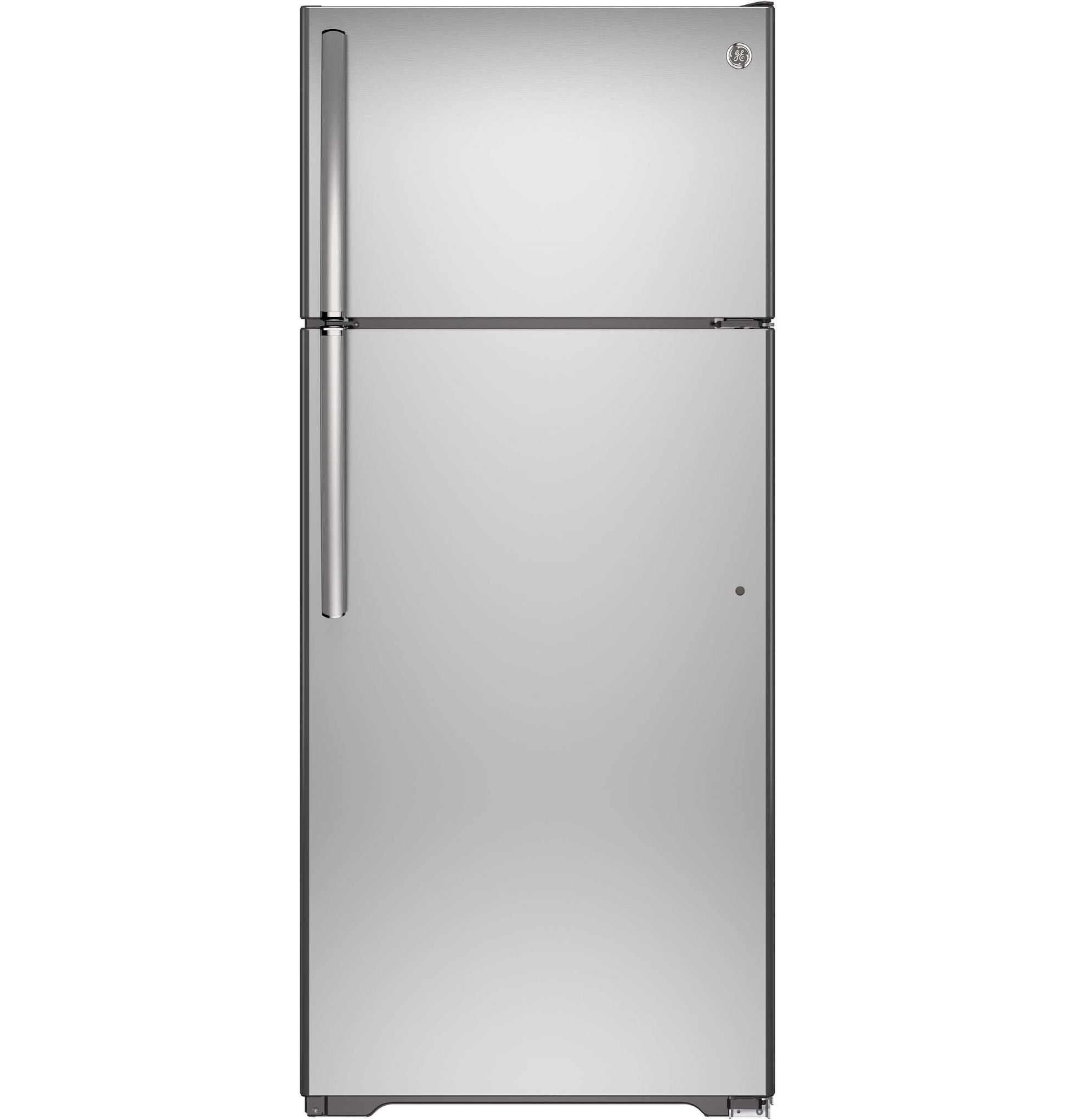 GE Stainless Steel Kitchen Package with Top-Freezer Refrigerator, Electric Range and Dishwasher
