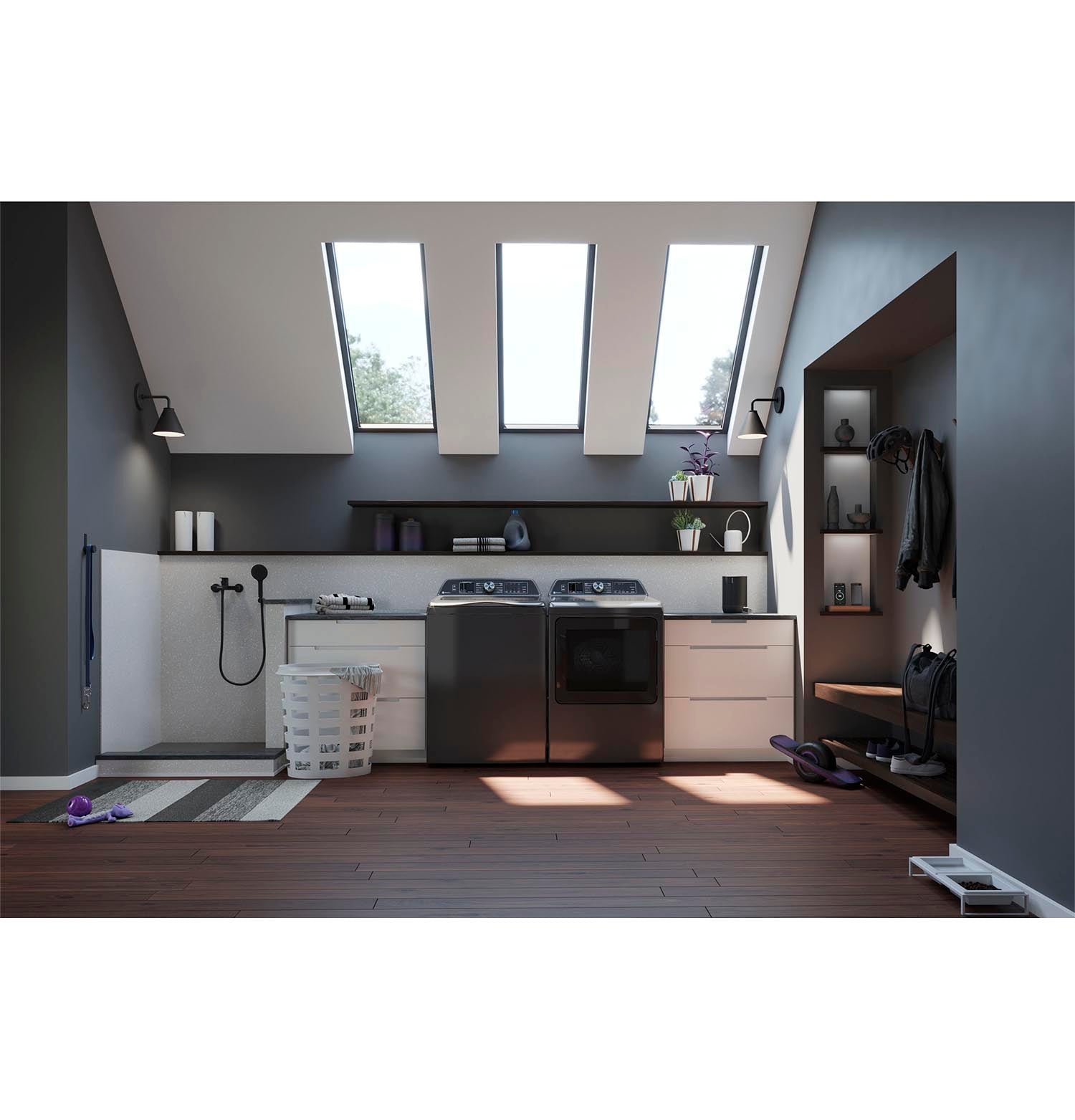 GE Profile Diamond Grey Smart Electric Dryer (7.4 Cu. Ft)- PTD70EBMTDG