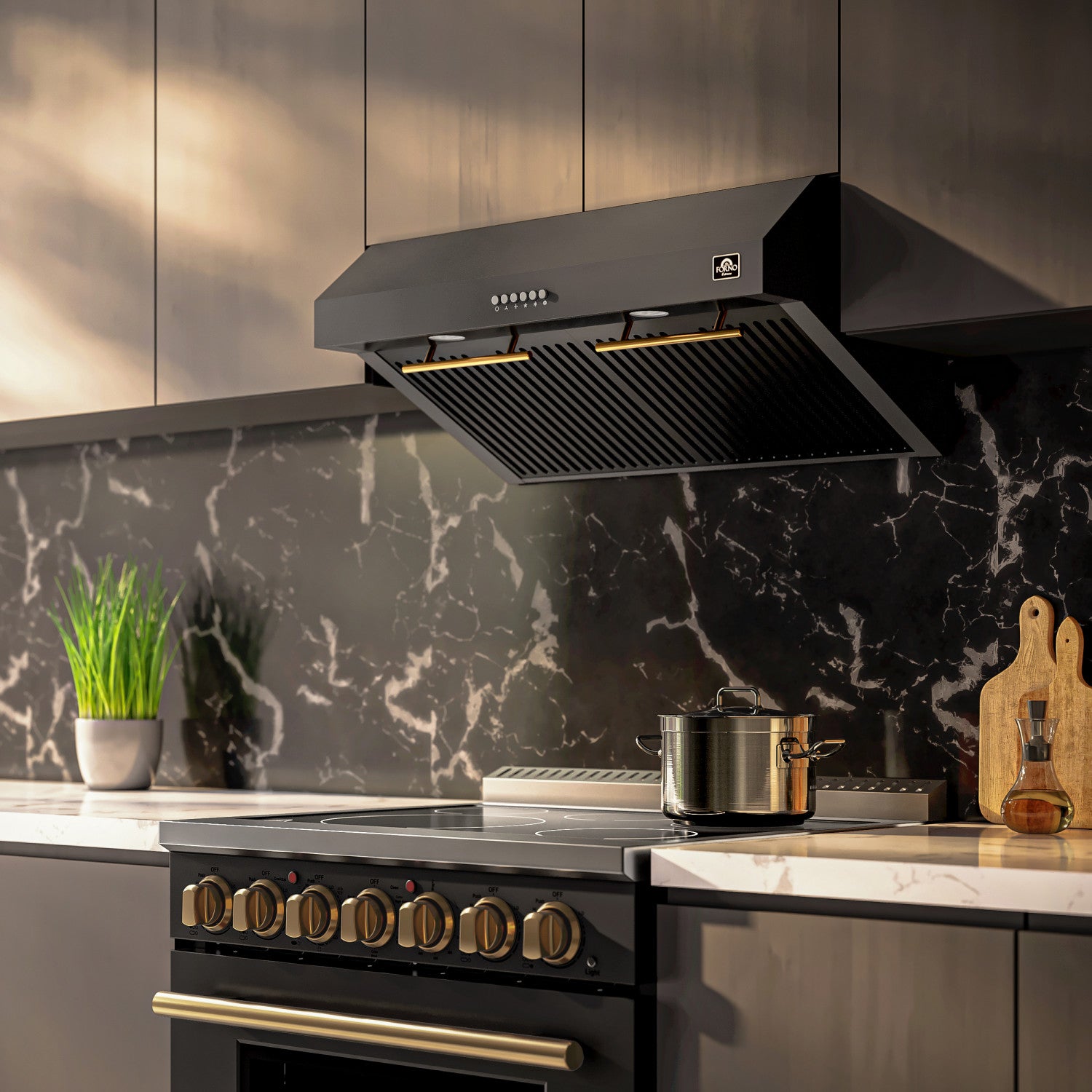 Forno Bari Black 30" 400 CFM Under Cabinet Range Hood - FRHUC5255-30BLK