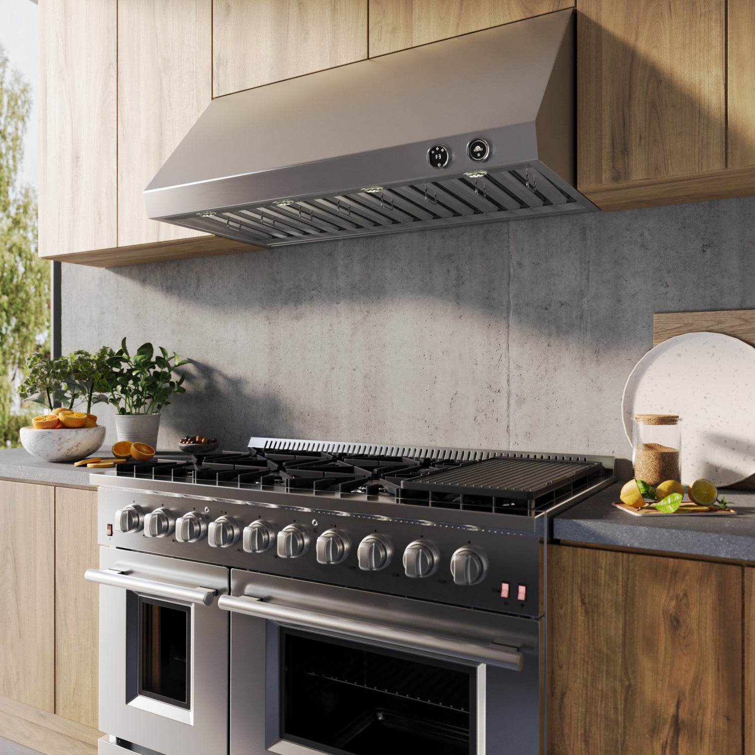 Forno Biagio Stainless Steel 48" 1200 CFM Wall Mounted Range Hood - FRHWM5009-48