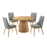 Mikael 5-Piece Round Dining Set - Grey, Light Oak