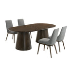 Mikael 5-Piece Oval Dining Set - Grey, Weathered Oak