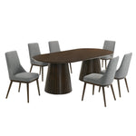 Mikael 7-Piece Oval Dining Set - Grey, Weathered Oak