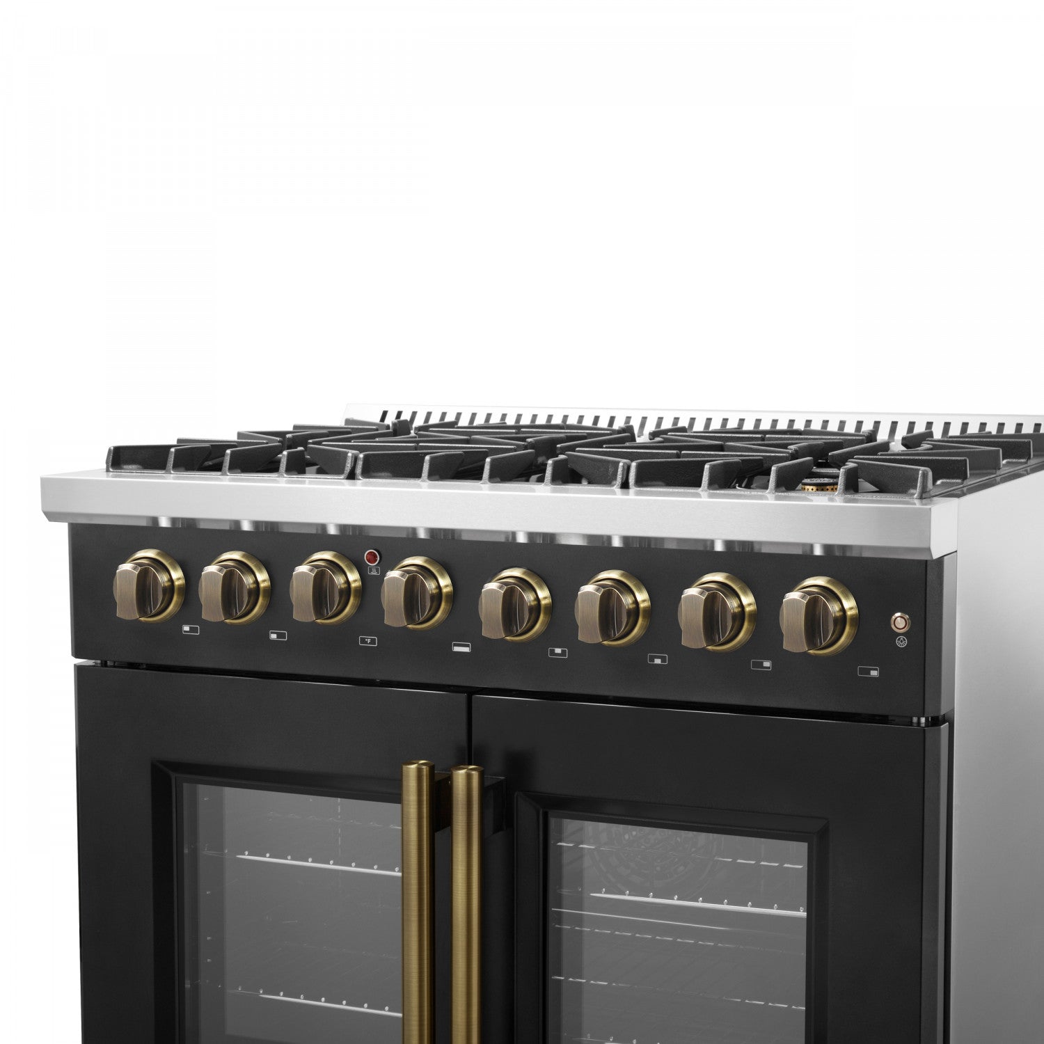 Forno Galiano 36" Black French Door Dual Fuel Range with True Convection (5.36 Cu. Ft.) - FFSGS6356-36BLK