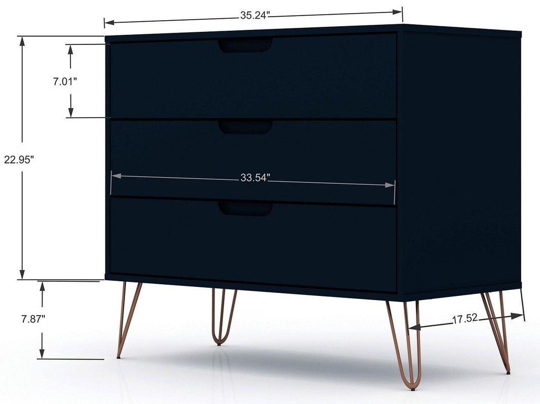 Nuuk 5-Drawer Dresser and 3-Drawer Dresser Set - Midnight Blue