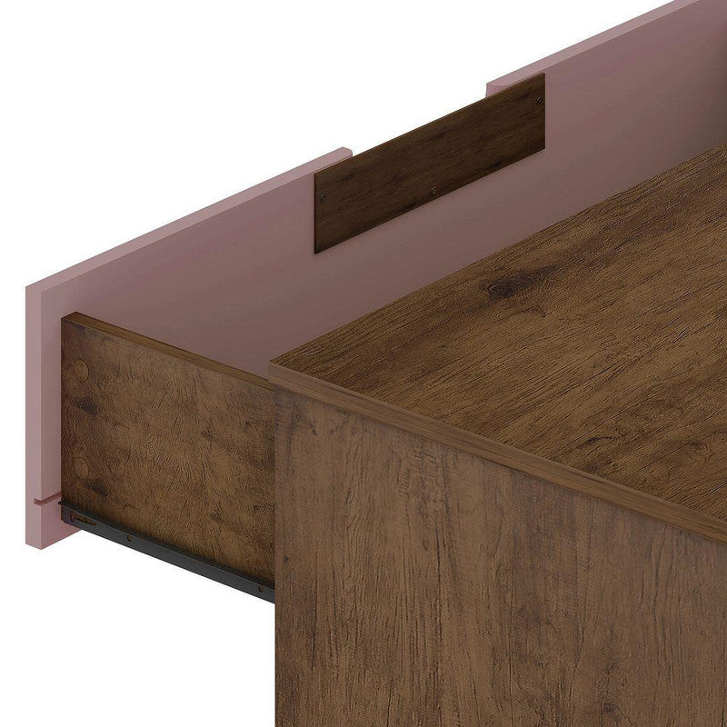 Nuuk 5-Drawer Dresser and 3-Drawer Dresser Set - Nature/Rose Pink