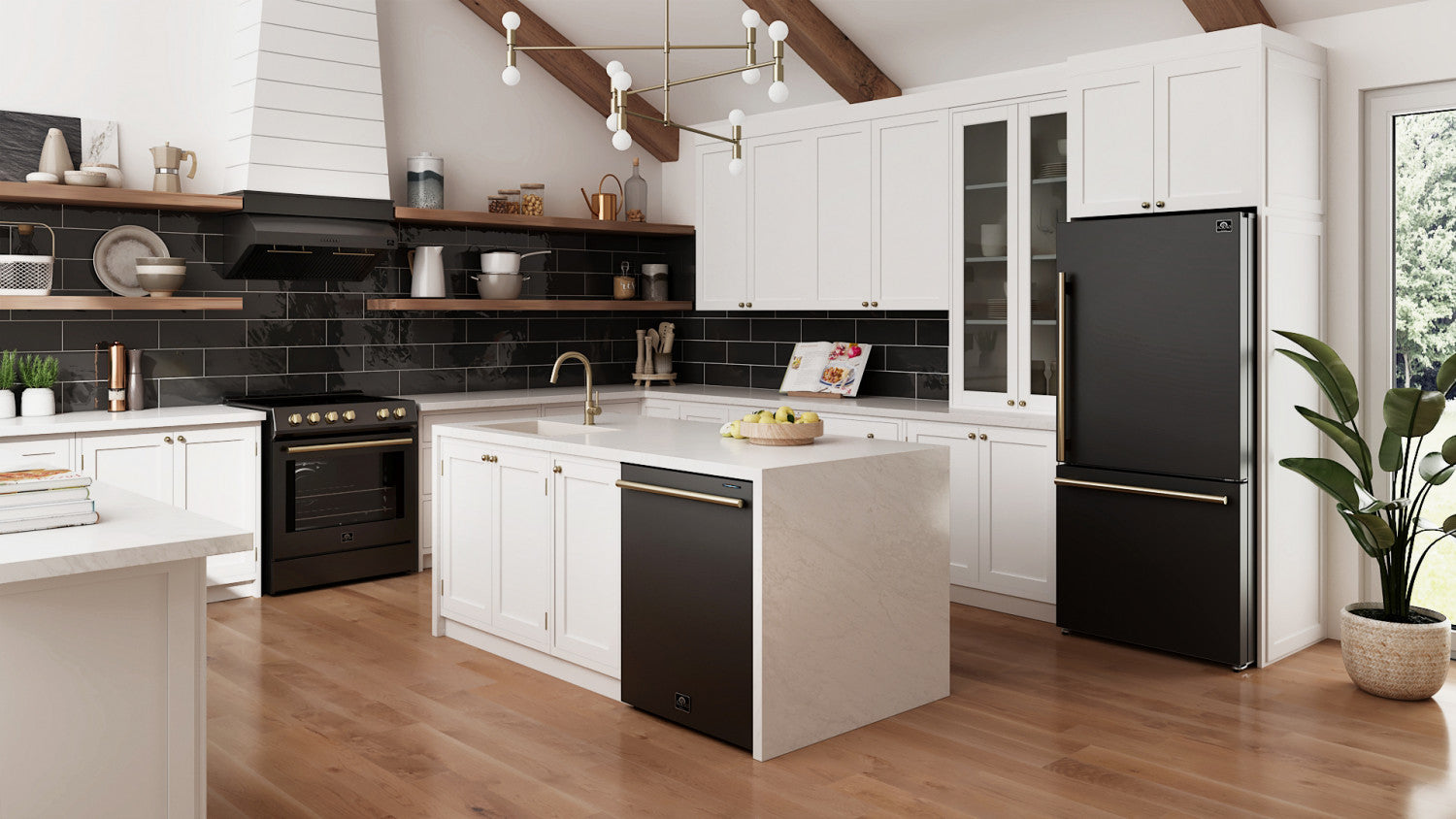 Forno Leonardo Black Slide-In Induction Range (5.0 Cu. Ft.) - FFSIN0982-30BLK