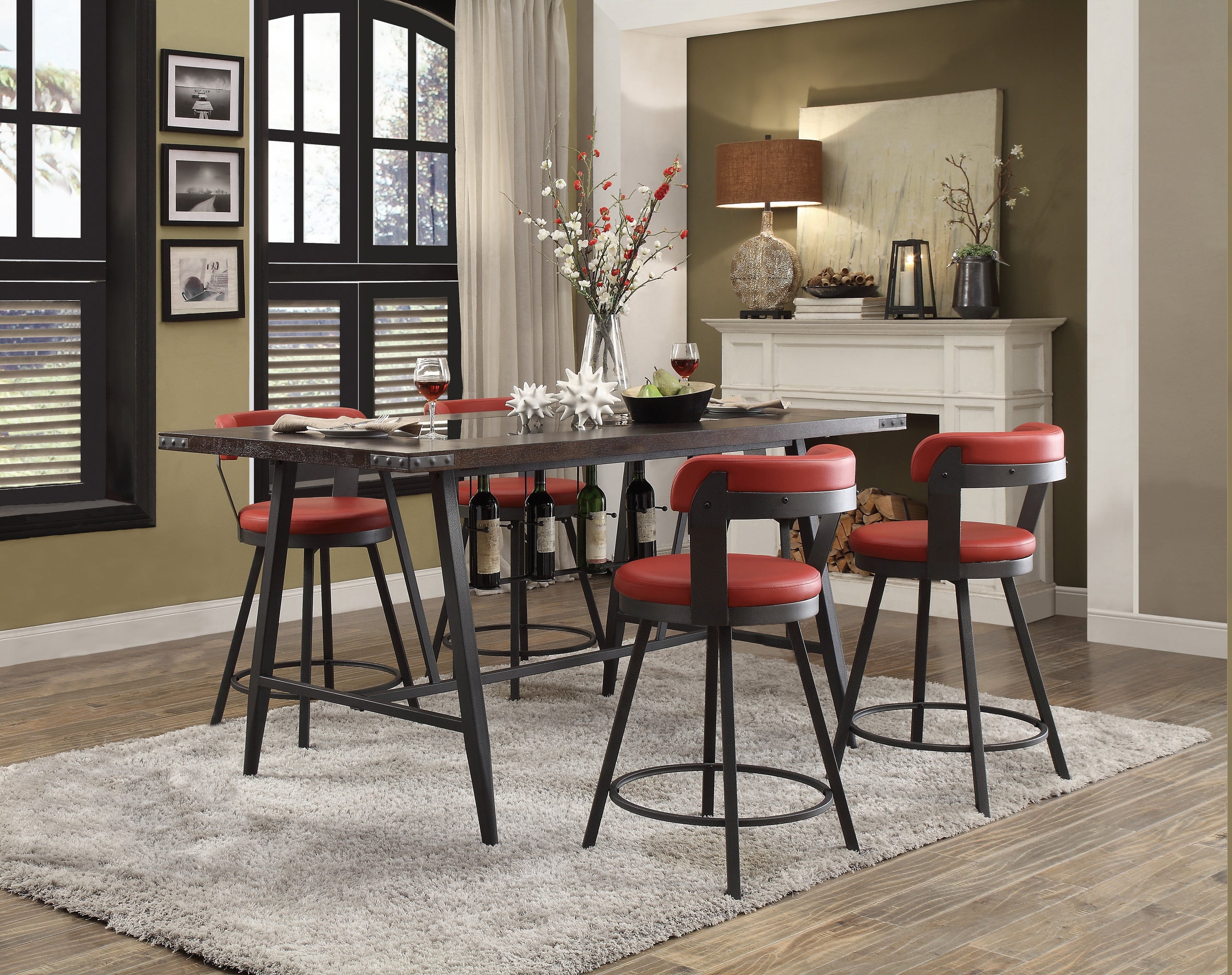 Drai Counter Height Stool - Red
