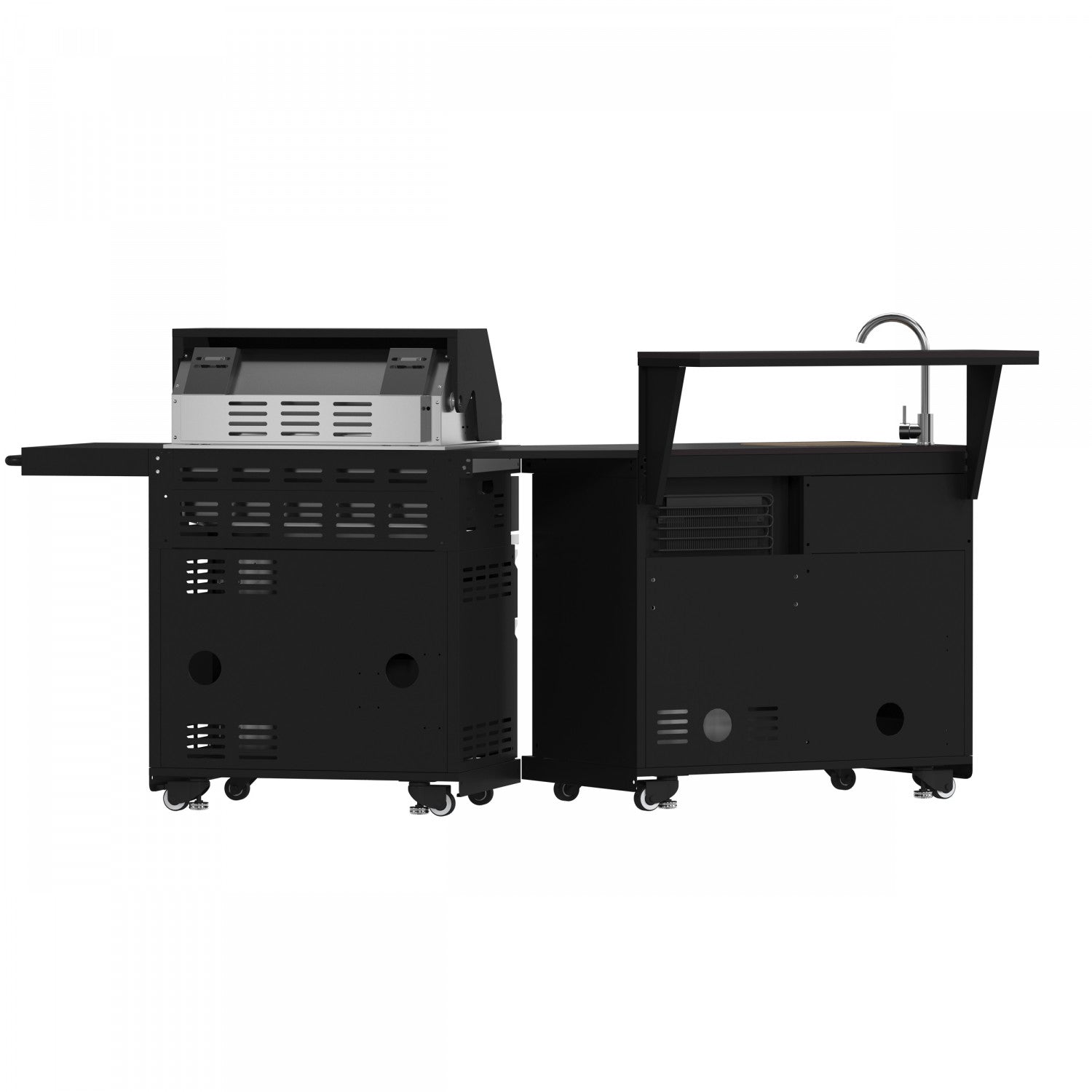 Forno All'Aperto Black Countertop Outdoor Kitchen with 62,600 BTU BBQ and Beverage Centre - FODKT2582BLK