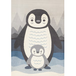 Kids Baby Penguin Area Rug - 4' X 6' - Grey/Blue