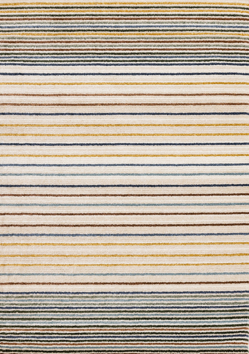 Nora Casual Contemporary Striped Area Rug - 8' X 11' - Cream/Blue/Yellow