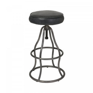 Maloe Leather Bar Stool - Black