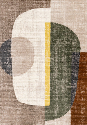 Maui Modern Geometric Area Rug - 8' X 11' - Grey/Green/Yellow